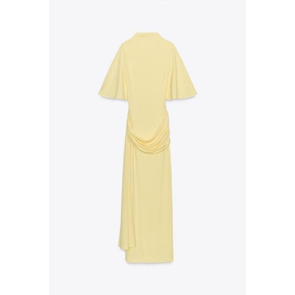 ZARA OPEN BACK CAPE LONG DRESS - Picture 1 of 7